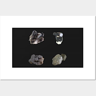 Mineral 4 Pack - Smoky Quartz, Pyrite, Tourmaline, Manganese Posters and Art